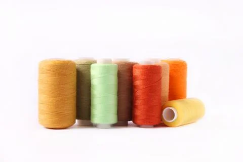 Sewing threads on a white background, set Stockfoto's