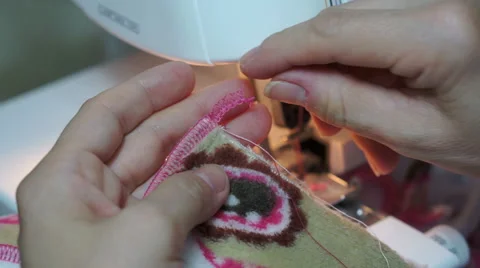 Sewing Tightening Serger Threads Stock Footage 42858489