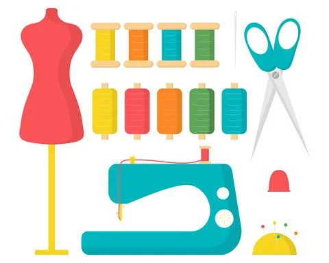 Sewing tool kit. Concept for sewing accessories. Stock Illustration