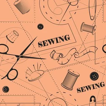 Sewing tool set seamless pattern イラスト素材