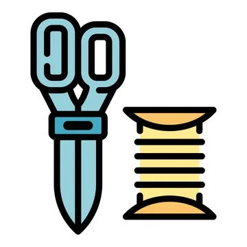 Sewing tools icon color outline vector Stock Illustration