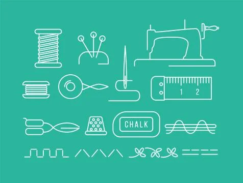 Sewing tools icons Stock Illustration