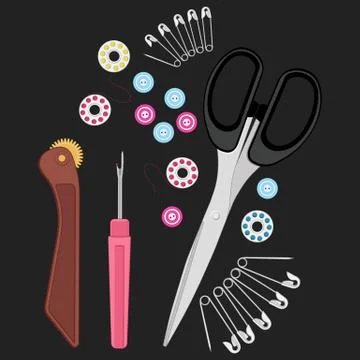 Sewing tools Ilustración de archivo