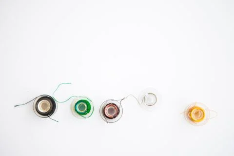 Sewing tools isolated on white background with copy space Stock Photos
