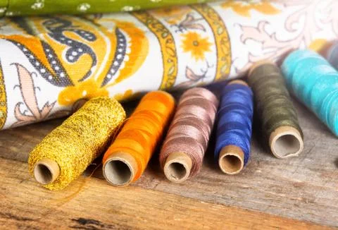 Sewing treads. Stockfoto's