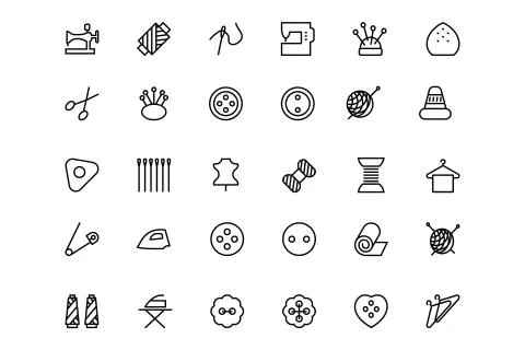 Sewing Vector Icons Stock Illustration