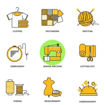 Sewing vector icons set Illustrazione stock