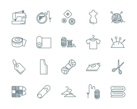 Sewing vector icons set modern line style Illustrazione stock