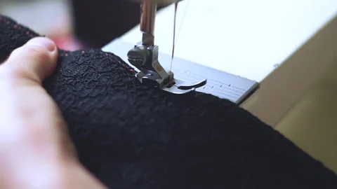 Sewing on vintage machine Stock Footage 141822286