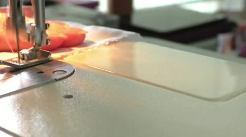 Sewing White Fabric Stock Footage 143207612