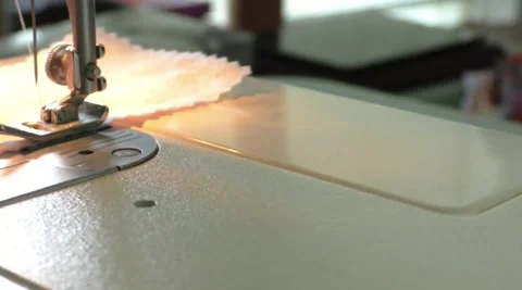 Sewing White Fabric Stock Footage 143207641