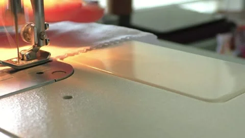 Sewing White Fabric Stock Footage 143216249