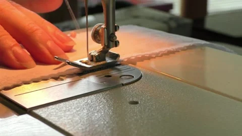 Sewing White Fabric Stock Footage 143216351