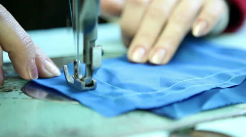 Sewing workshop, sewing clothes, close up 7 Stock Footage 44552447
