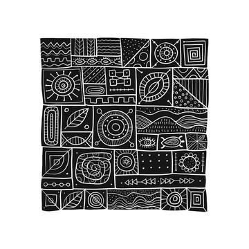 Sewn pieces of fabric in a patchwork style. Ethnic Ornament for your design. Stock Illustration