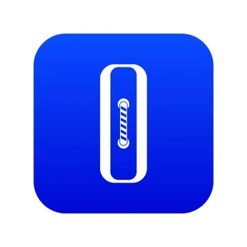 Sewn rectangular button icon digital blue 스톡 일러스트