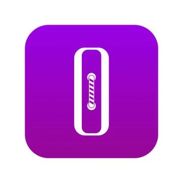 Sewn rectangular button icon digital purple 스톡 일러스트