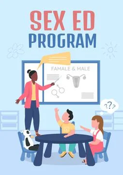 Sex ed program poster flat vector template Stock Illustration