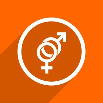 Sex icon. Orange flat button. Web and mobile app design illustration Stock Illustration