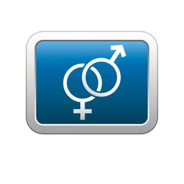 Sex symbol on blue button Stock Illustration