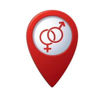 Sex symbol map pointer red Stock Illustration