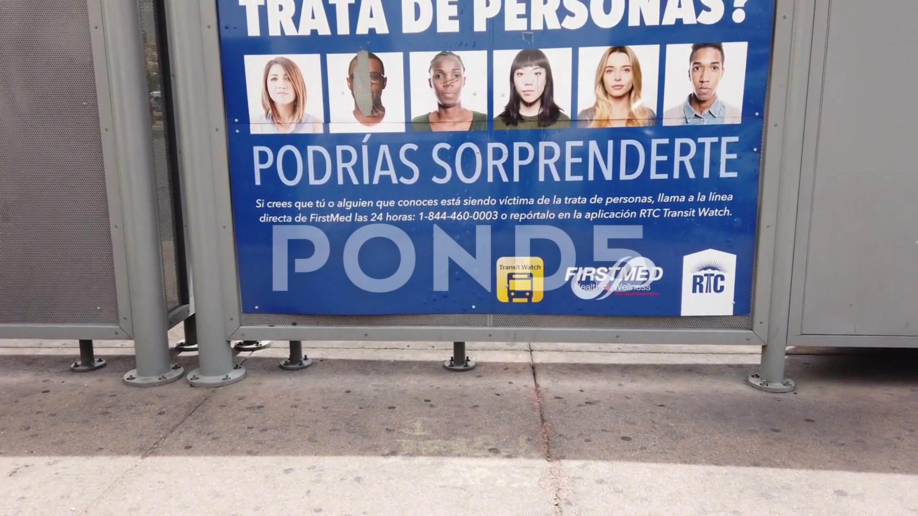 Sex/Human Trafficking Bus Stop Sign In Spanish