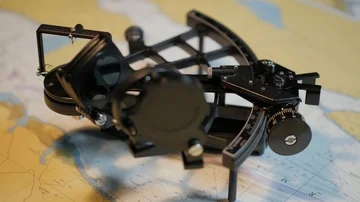 Sextant on the nautical chart Stock Footage 85503232