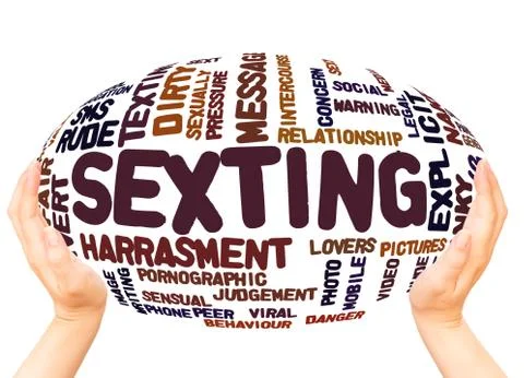 Sexting word cloud hand sphere concept Stock Photos