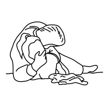Sexual abuse with a man attacking a scared woman in a dark place vector illus Stock Illustration