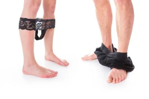 Sexual activity over white background on studio Stock Photos