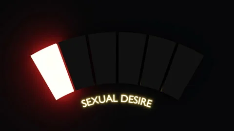 Sexual desire level measuring device. Neon shine scale. 3D render Stock Footage 170881294