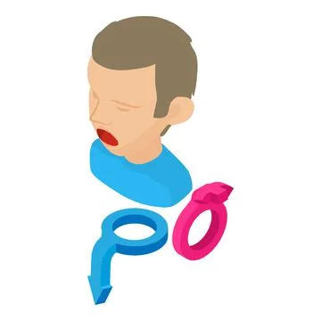 Sexual dysfunction icon isometric vector. Young man blue and pink gender symbol Illustrazione stock