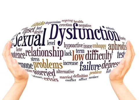 Sexual Dysfunction word cloud hand sphere concept Stock Photos