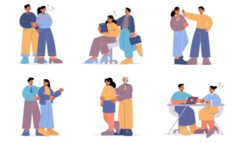 Sexual harassment at work concept, employee abuse, Stock Illustration
