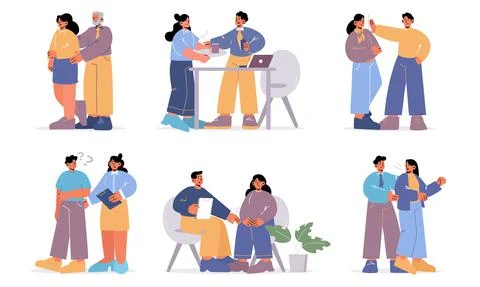 Sexual harassment at work concept, employee abuse, Stock Illustration