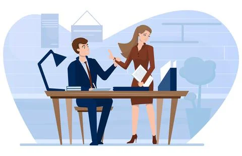 Sexual harassment at work flat vector illustration Stock Illustration