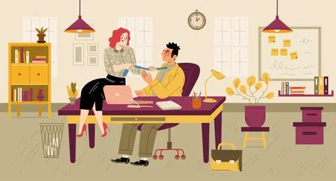 Sexual harassment at work in office Stock Illustration