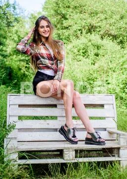 Sexuality. girl relax outdoor in park. spring trends. hairdresser and beauty Stock Photos