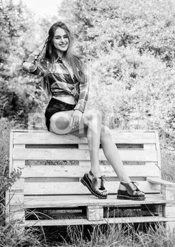 Sexuality. girl relax outdoor in park. spring trends. hairdresser and beauty Stock Photos
