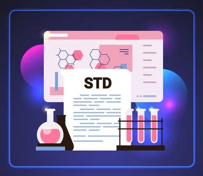 Sexually Transmitted Diseases STD concept test tubes with blood samples Stock Illustration