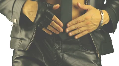 Sexy belly dancing men in jacket and tie in the style of puping Video stock 41378826