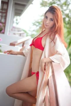 Sexy bikini model posing Stock Photos