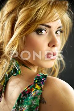 Sexy blond model serious Stock Photos