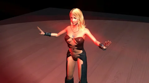 Sexy Blond Performing Belly Dance in the Red Room Video stock 33193252