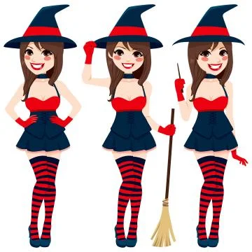 Sexy Brunette Witch Stock Illustration