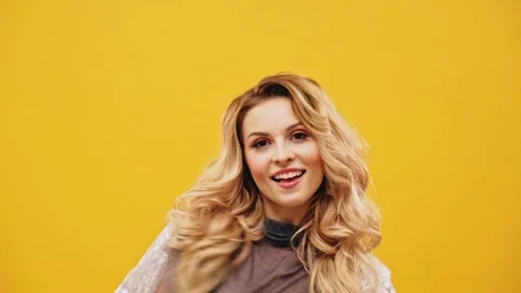 Sexy busty beautiful young blond woman d... | Stock Video | Pond5