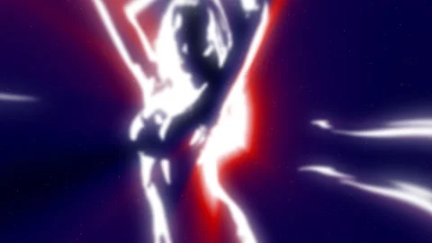 Sexy dancer in neon light rays with graphic elements 04 Stock Footage 147717631