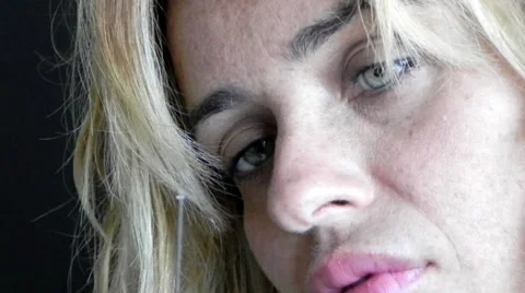 Sexy female beautiful woman drugs addict inject heroine veins overdose addiction Stock Footage