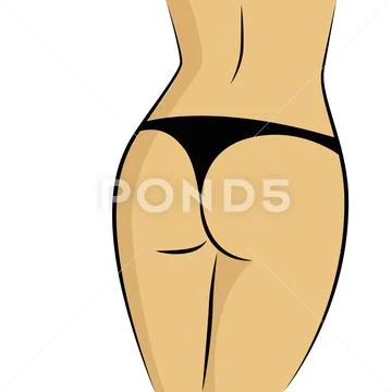 Sexy female butt black underwear Stock Illustration
