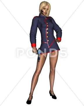 Sexy Female Starship Officer Stock Illustration
